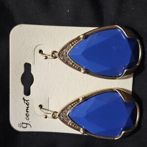 Blue and Gold Teardrop Earrings
